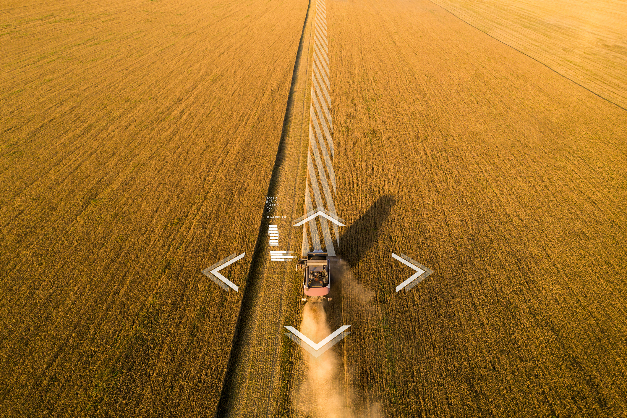 Tractor precision farming in a wheat field
