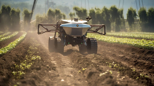 Farm robot using agritech to spray farm crops