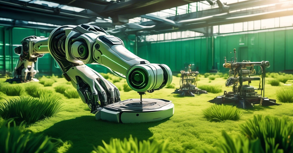 Agricultural robotic machine working in a greenhouse